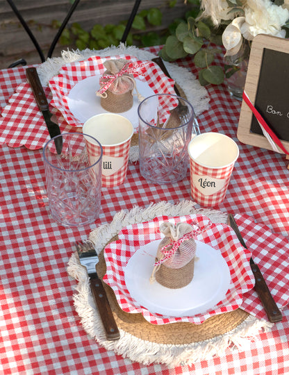 Toalha de mesa em TNT xadrez vichy vermelho 120 cm x 5 m