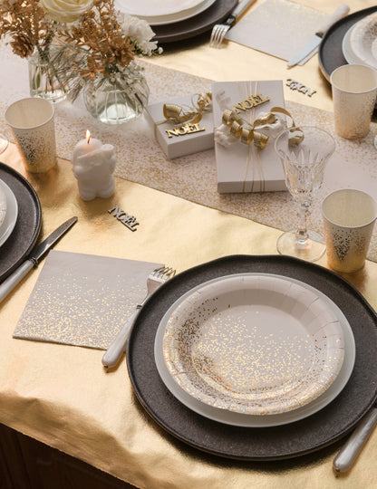 Toalha de mesa metálica dourada 120 cm x 20 m