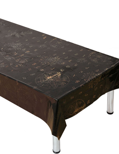 Nappe ouija pour fête noire avec motifs occultes dorés