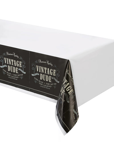 Nappe en plastique anniversaire Vintage pour adulte noire et blanche
