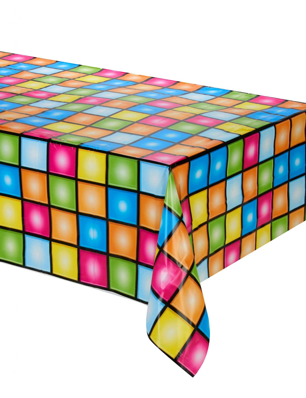 Toalha de mesa de plástico disco multicores com padrão dancefloor