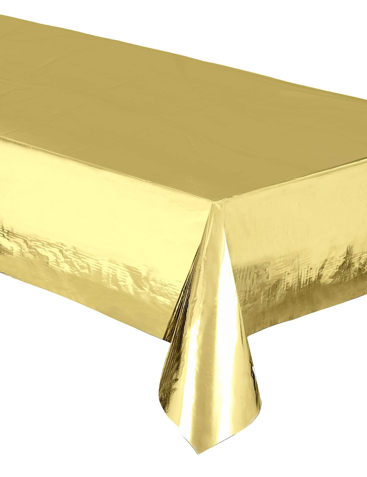 Toalha de mesa retangular de plástico para festa metalizada dourado brilhante