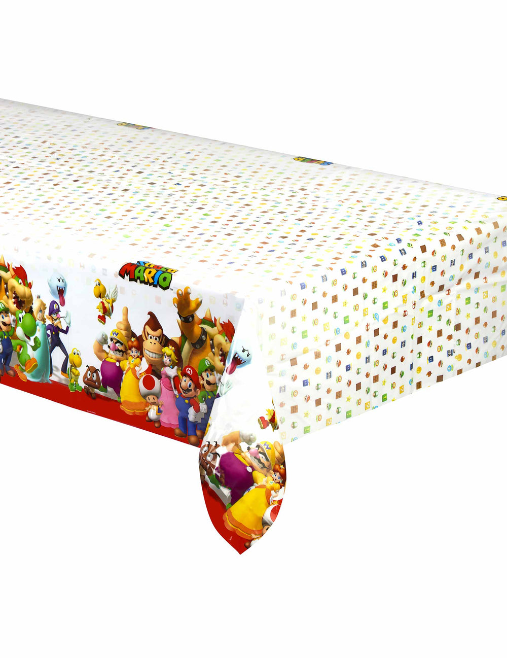 Nappe plastique Super Mario pour enfant blanche avec personnages