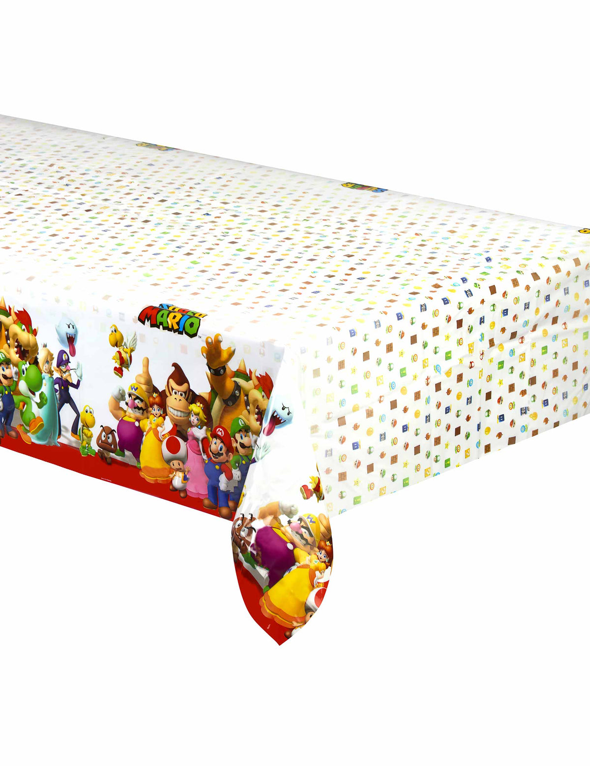 Nappe plastique Super Mario pour enfant blanche avec personnages