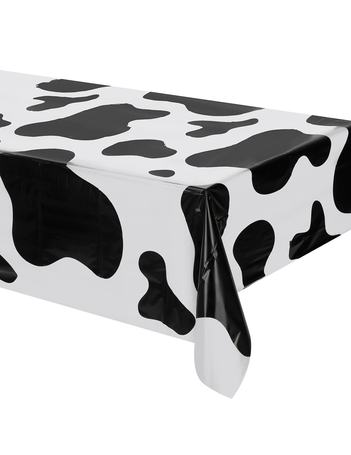 Nappe en plastique vache pour décoration de fête blanche à taches noires