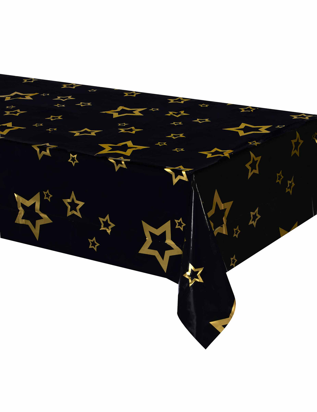 Nappe plastique VIP noire avec étoiles dorées
