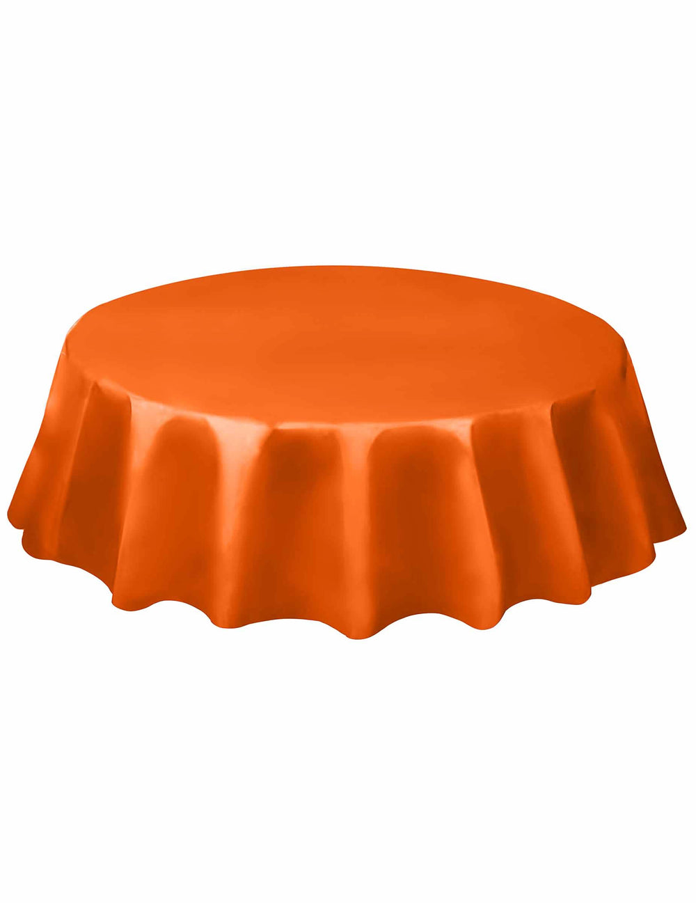 toalha de mesa redonda cor de laranja em plástico