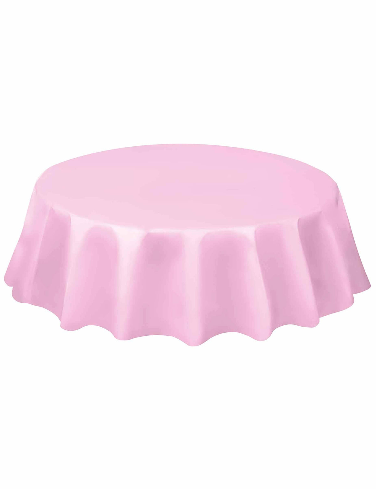 Toalha de mesa redonda de plástico descartável para festa cor de rosa claro