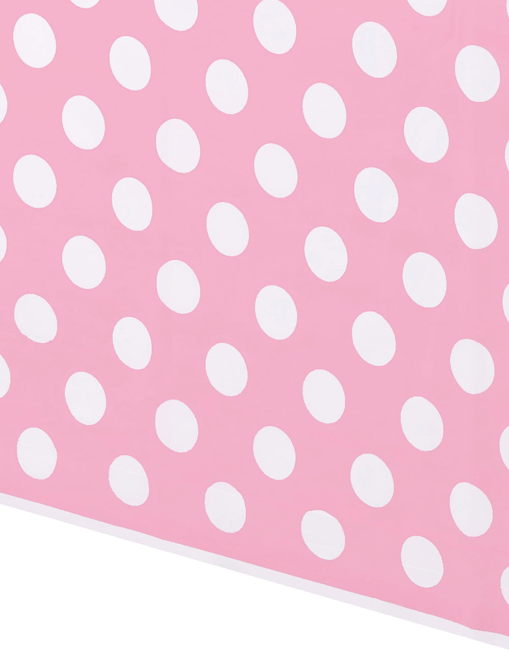 Détail du motif de la nappe décoration rétro rose à pois blancs en plastique