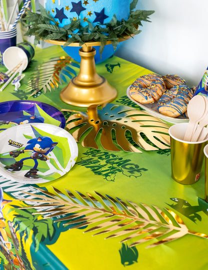 Gros plan sur la décoration de table de la nappe Sonic Prime