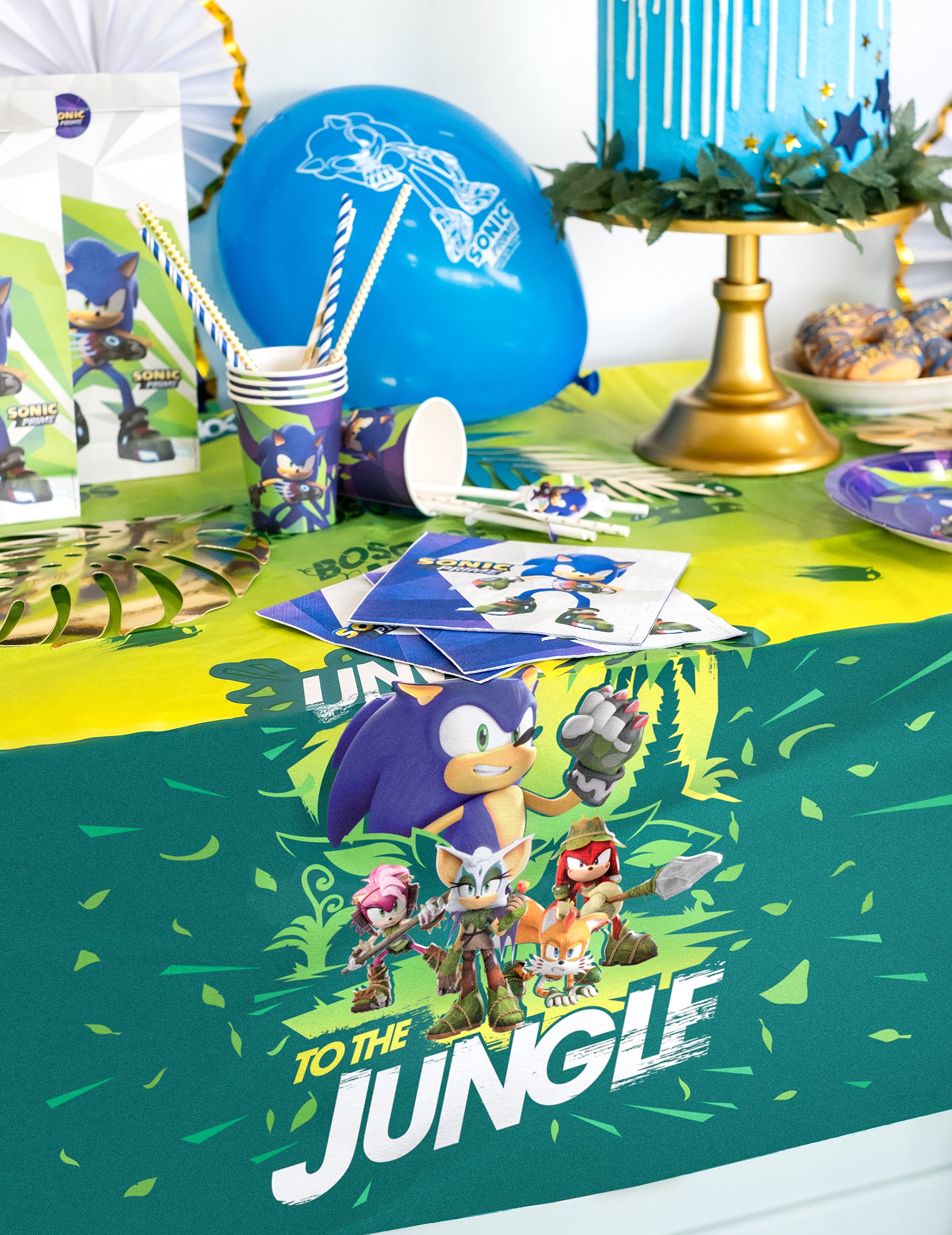 Détail de la mise en scène de fête de la nappe Sonic Prime