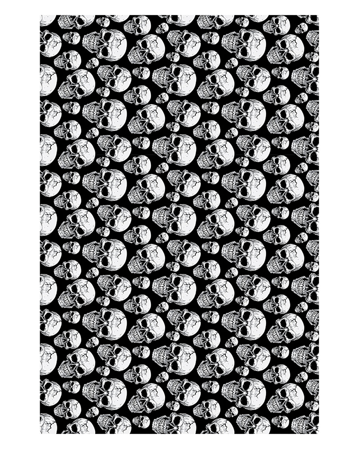 Nappe tête de mort noir et blanc avec motifs de crânes