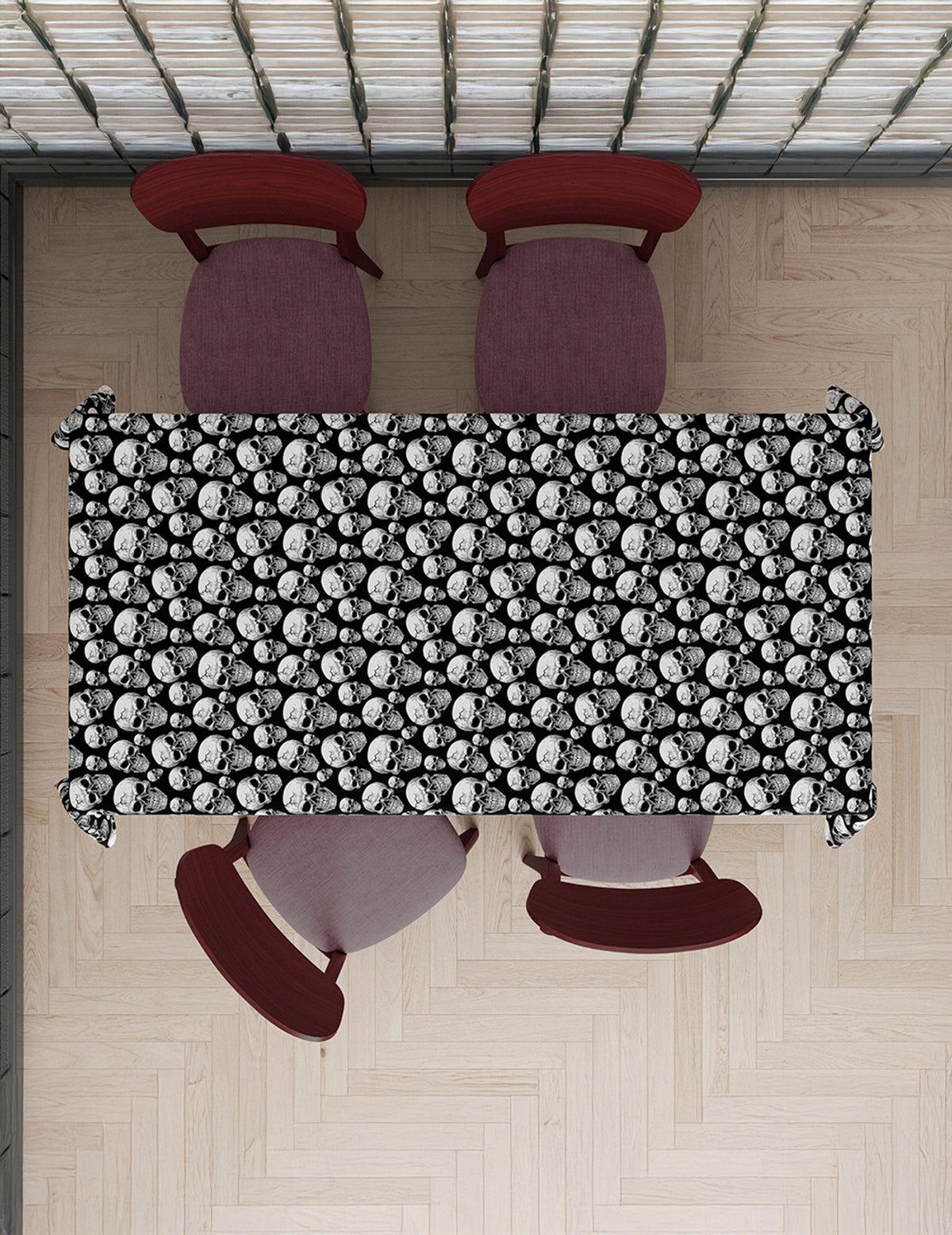 Vue de dessus de la nappe tête de mort