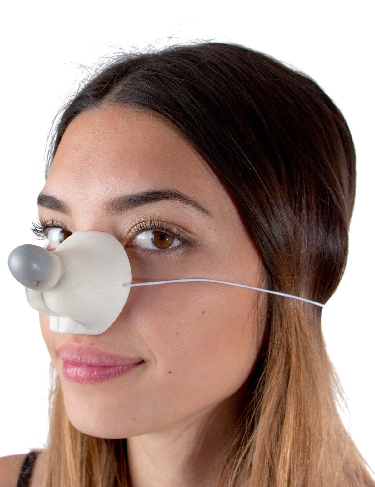 Nez souris pour adulte blanc et gris avec élastique