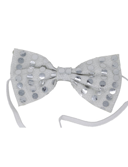 Noeud papillon argenté avec sequins adulte