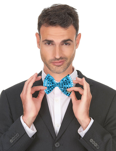 Noeud papillon avec sequins pour adulte turquoise