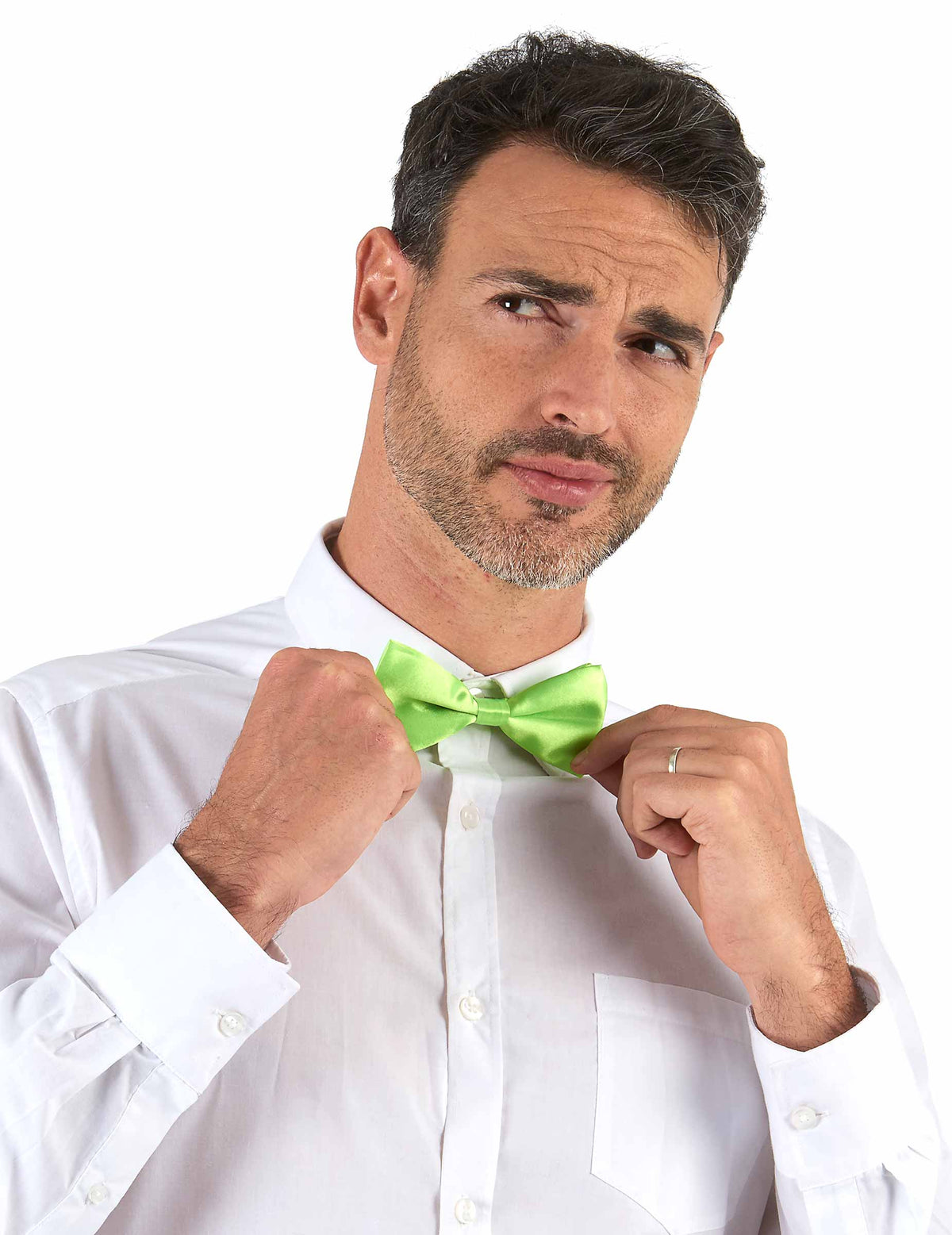 Noeud papillon vert fluo pour adulte aspect satiné