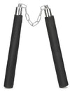 Nunchaku en mousse noir avec chaîne argentée
