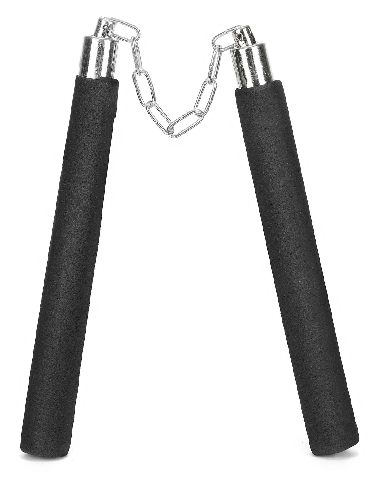 Nunchaku en mousse noir avec chaîne argentée