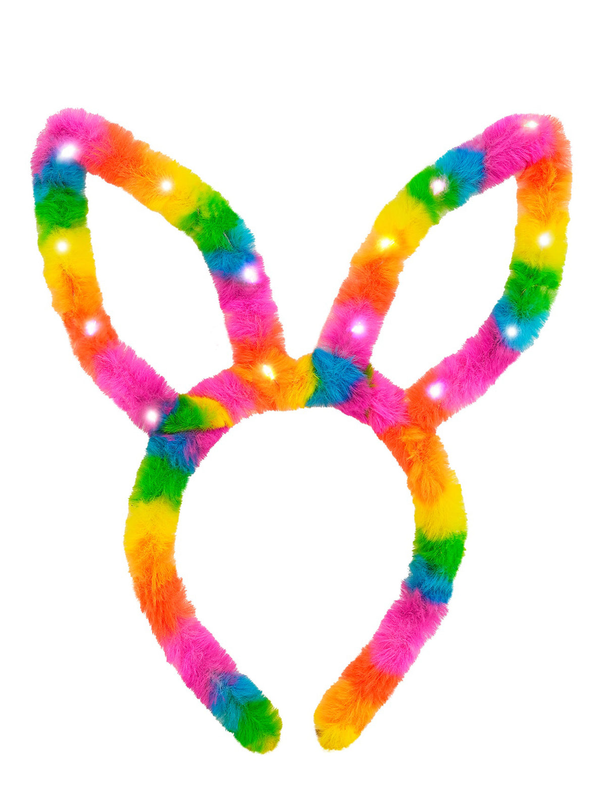 Détail de l'effet lumineux des oreilles de lapin arc-en-ciel