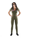 Déguisement combinaison Top Gun pour adulte vert kaki avec écussons