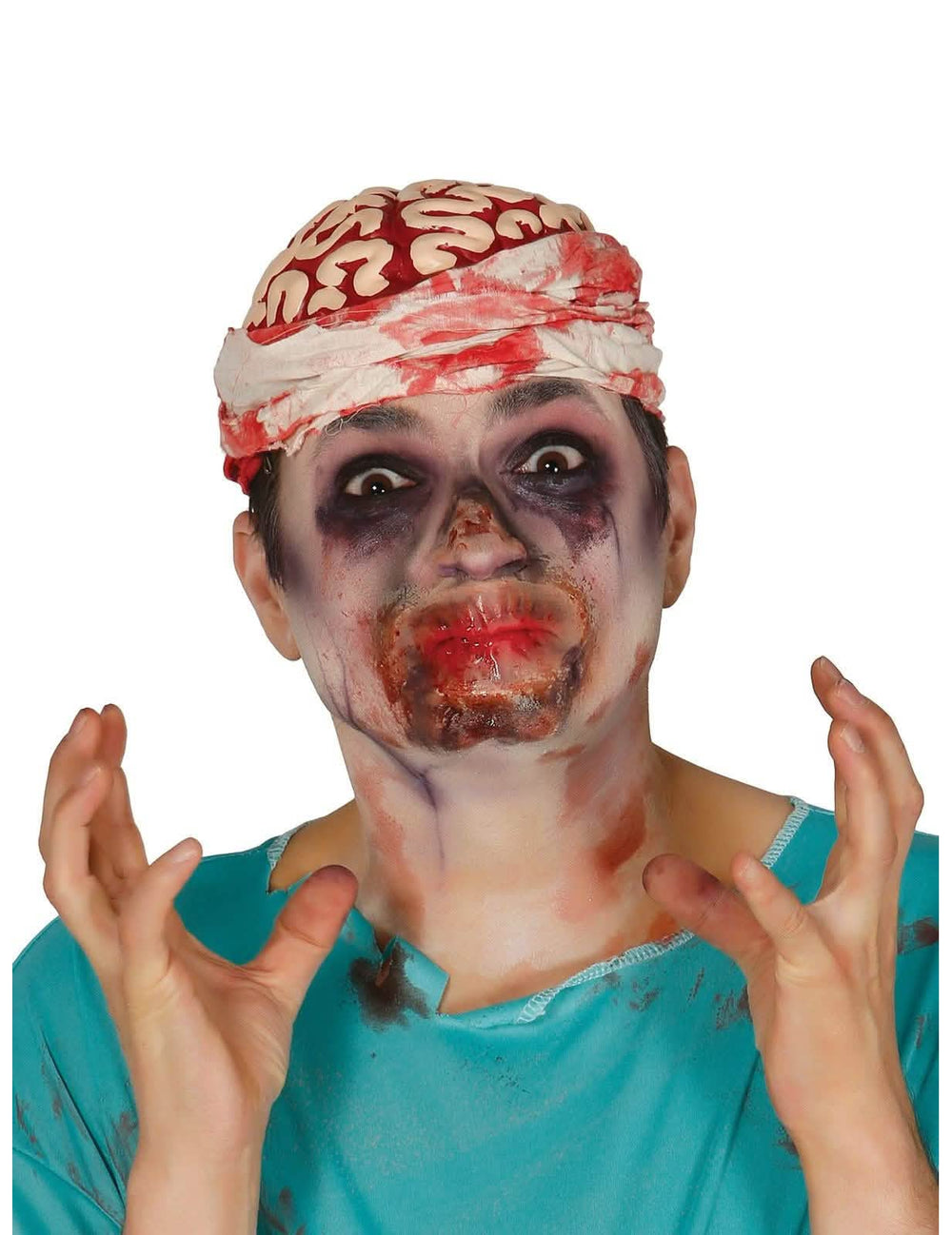 Falsa boca de látex de zombie sangrenta para adulto