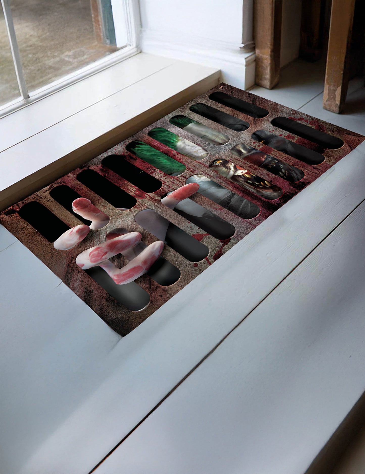 Mise en situation du paillasson clown tueur