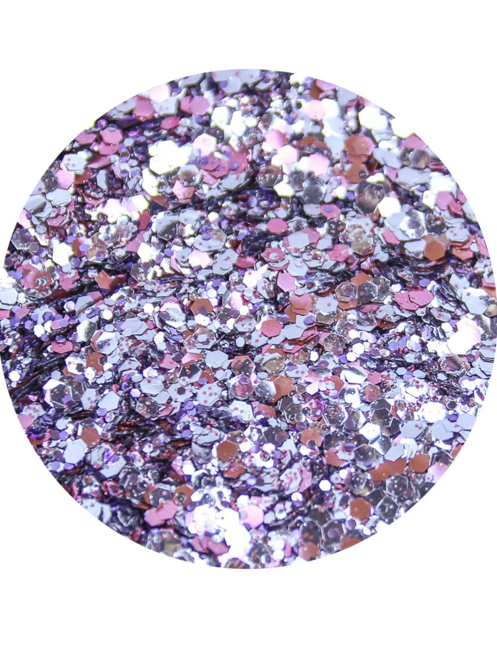 Paillettes biodégradables 5h du mat' pour adulte roses et mauves aux reflets argentés