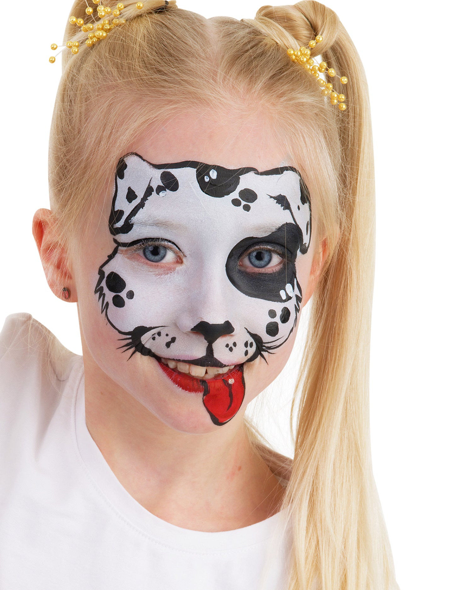 Exemple de maquillage de dalmatien de la palette de maquillage à l'eau thème animaux pour enfant