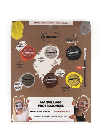 Palette de maquillage à l'eau thème animaux pour enfant 6 couleurs avec pinceau