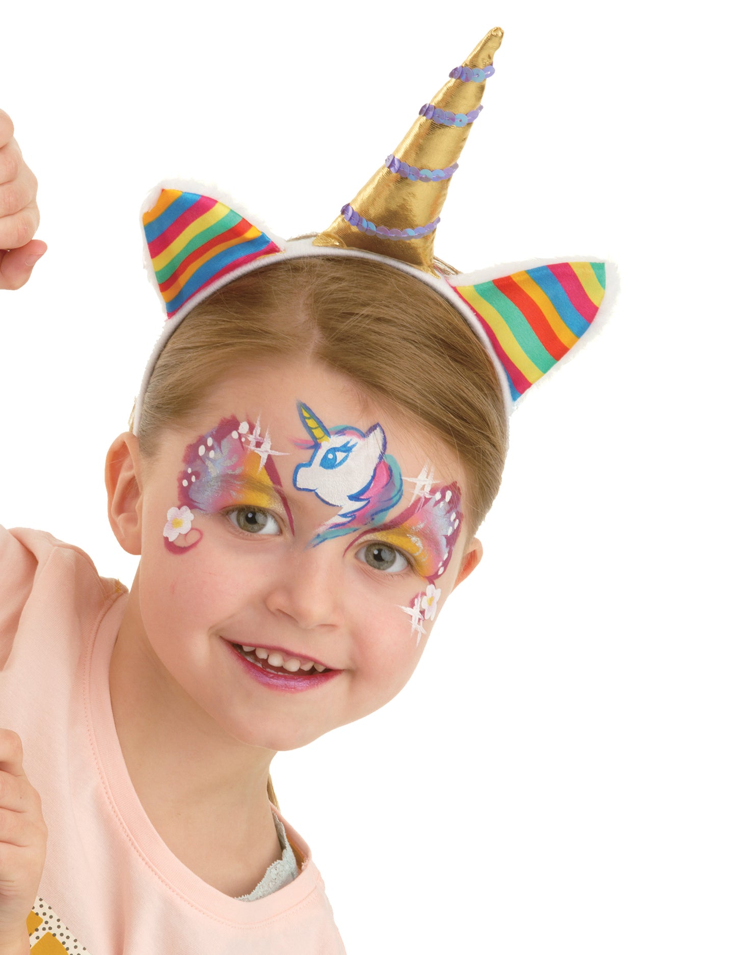 Exemple de maquillage licorne réalisé avec la palette de maquillage professionnelle à l'eau thème fille