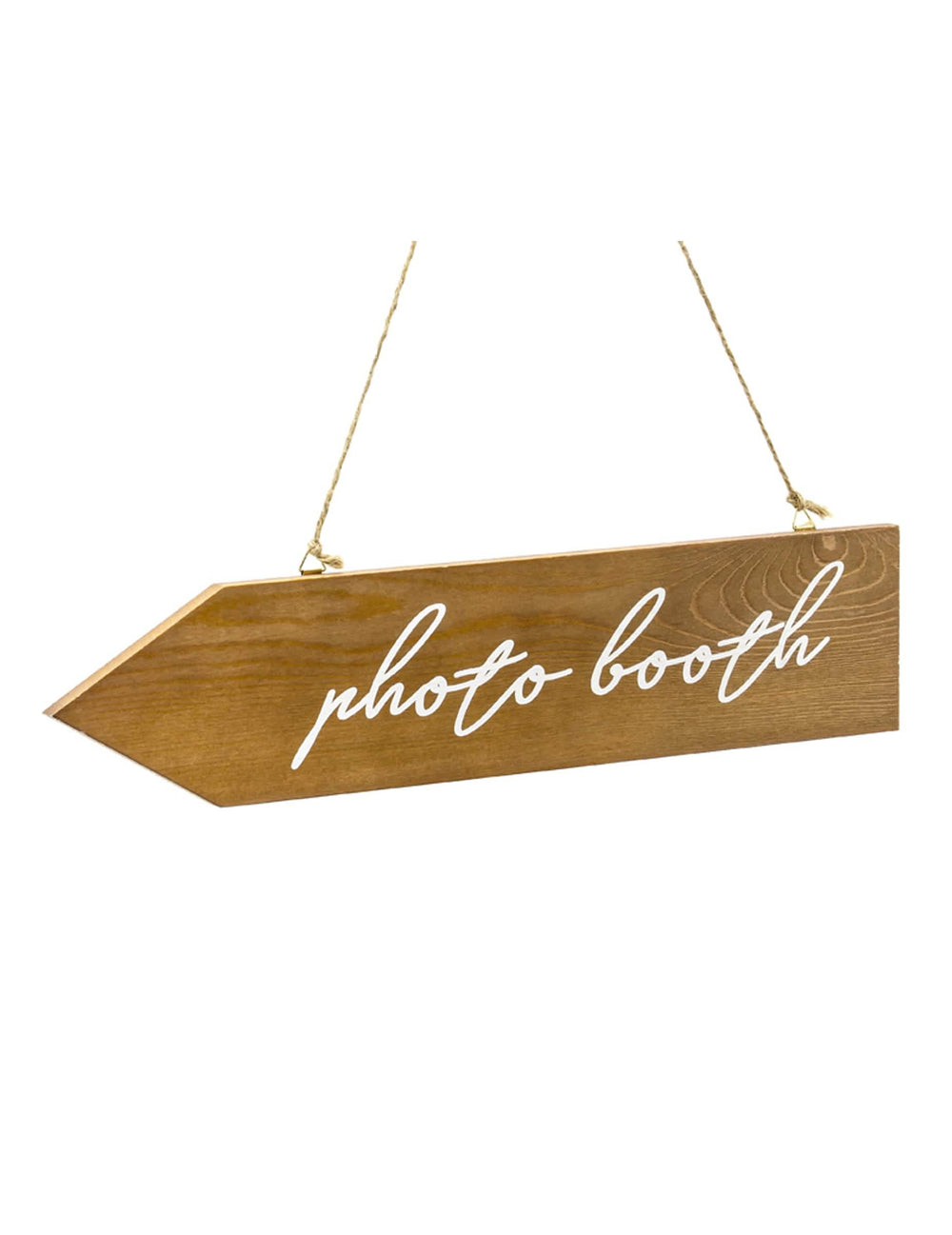 Placa direcional em madeira photobooth para festa castanho e branco para pendurar