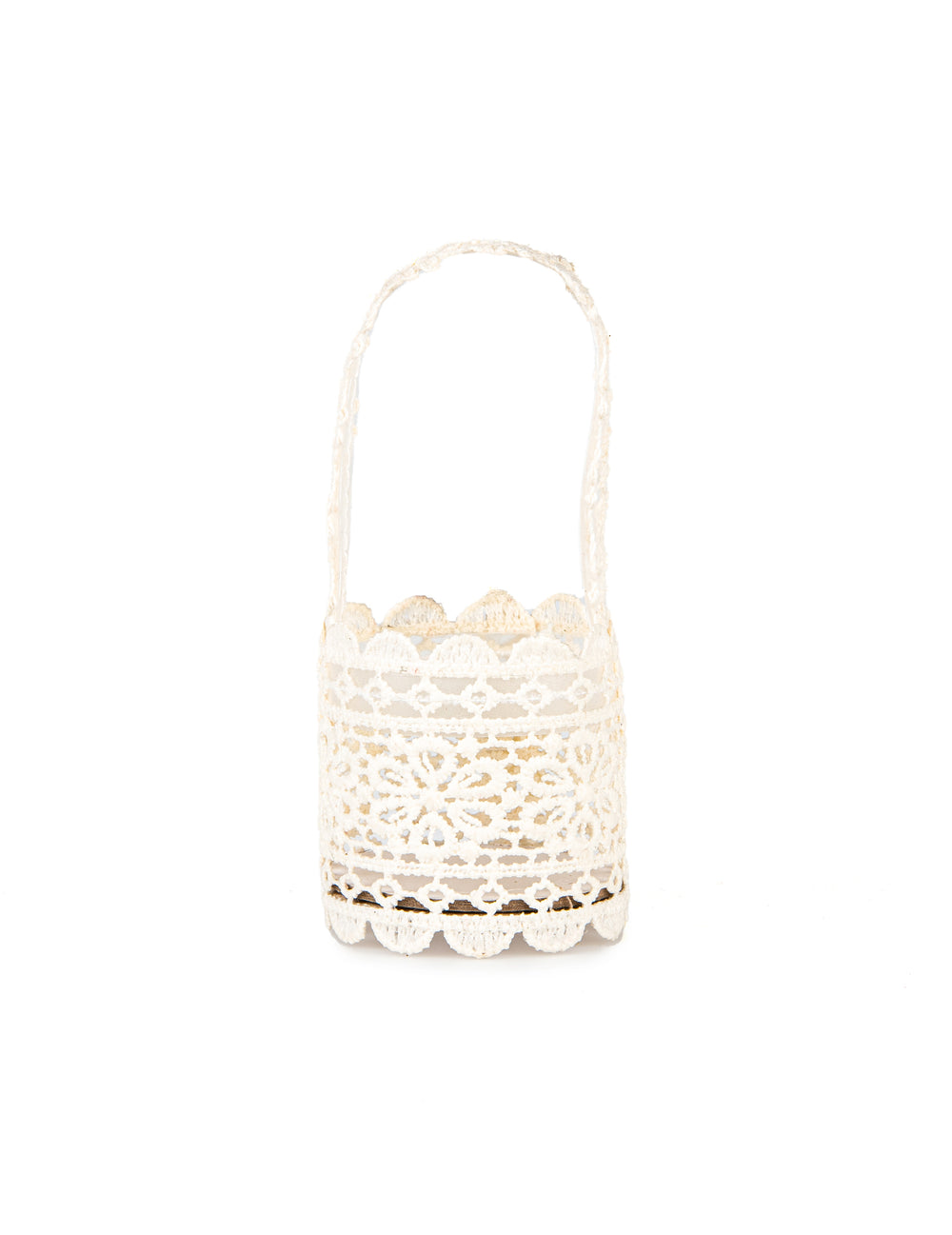 Panier dentelle pour mariage ivoire avec anse