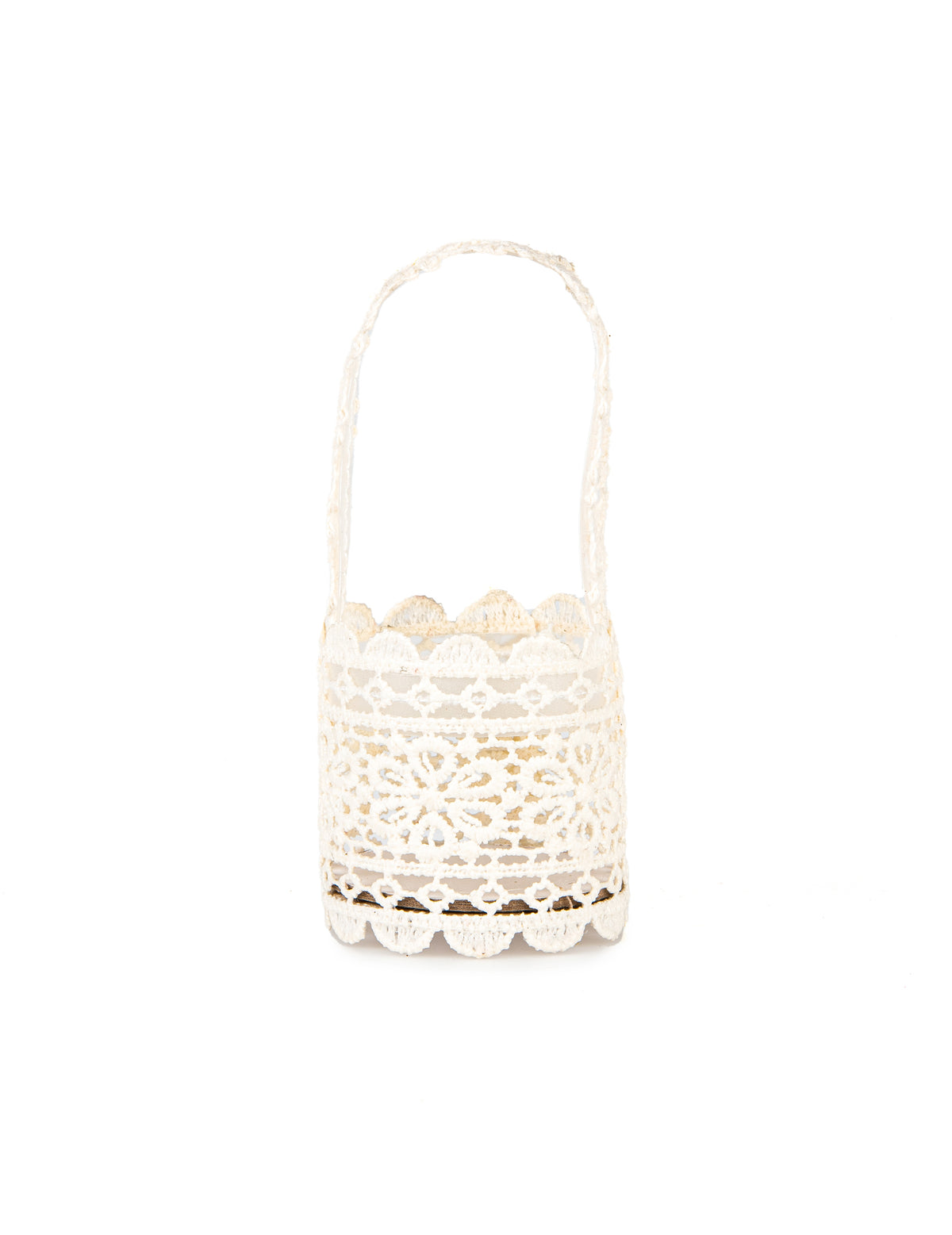 Panier dentelle pour mariage ivoire avec anse