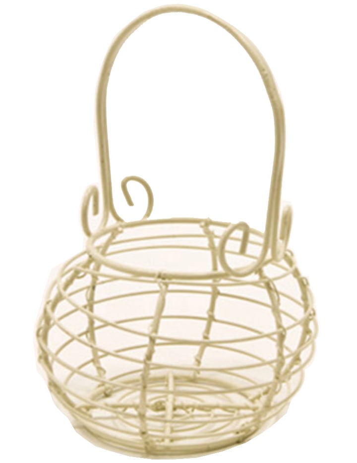 Panier jardinier métal pour décoration de fête ivoire