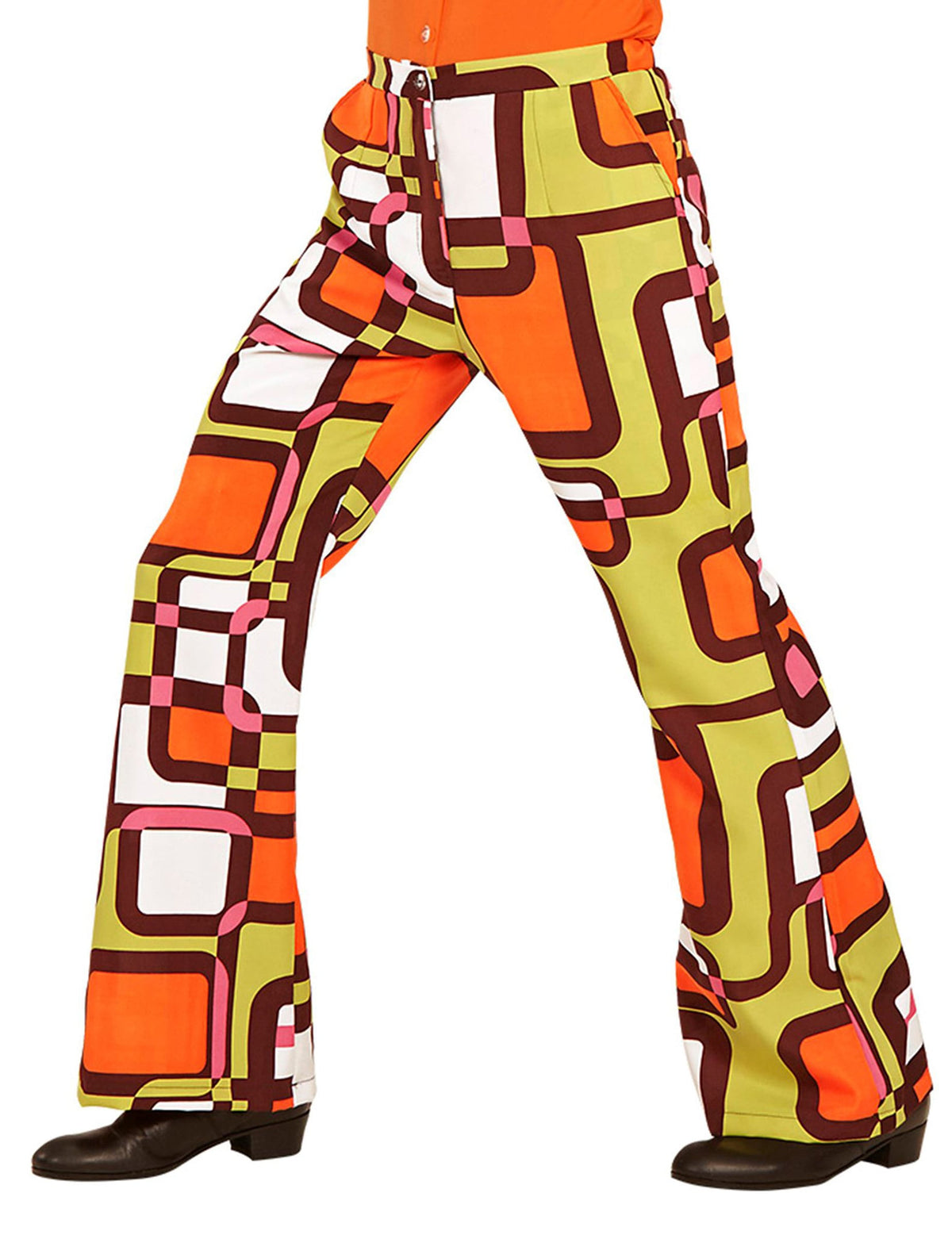 Calças groovy geométricas anos 70' homem