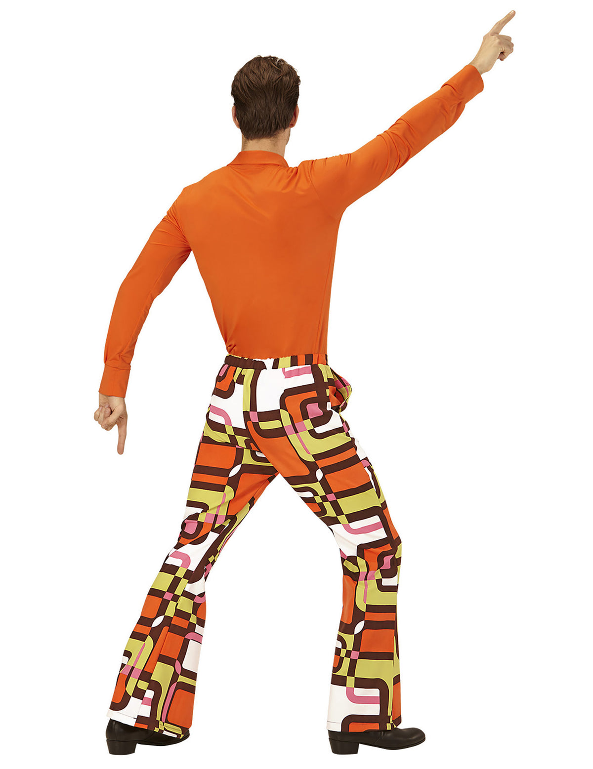 Calças groovy geométricas anos 70' homem
