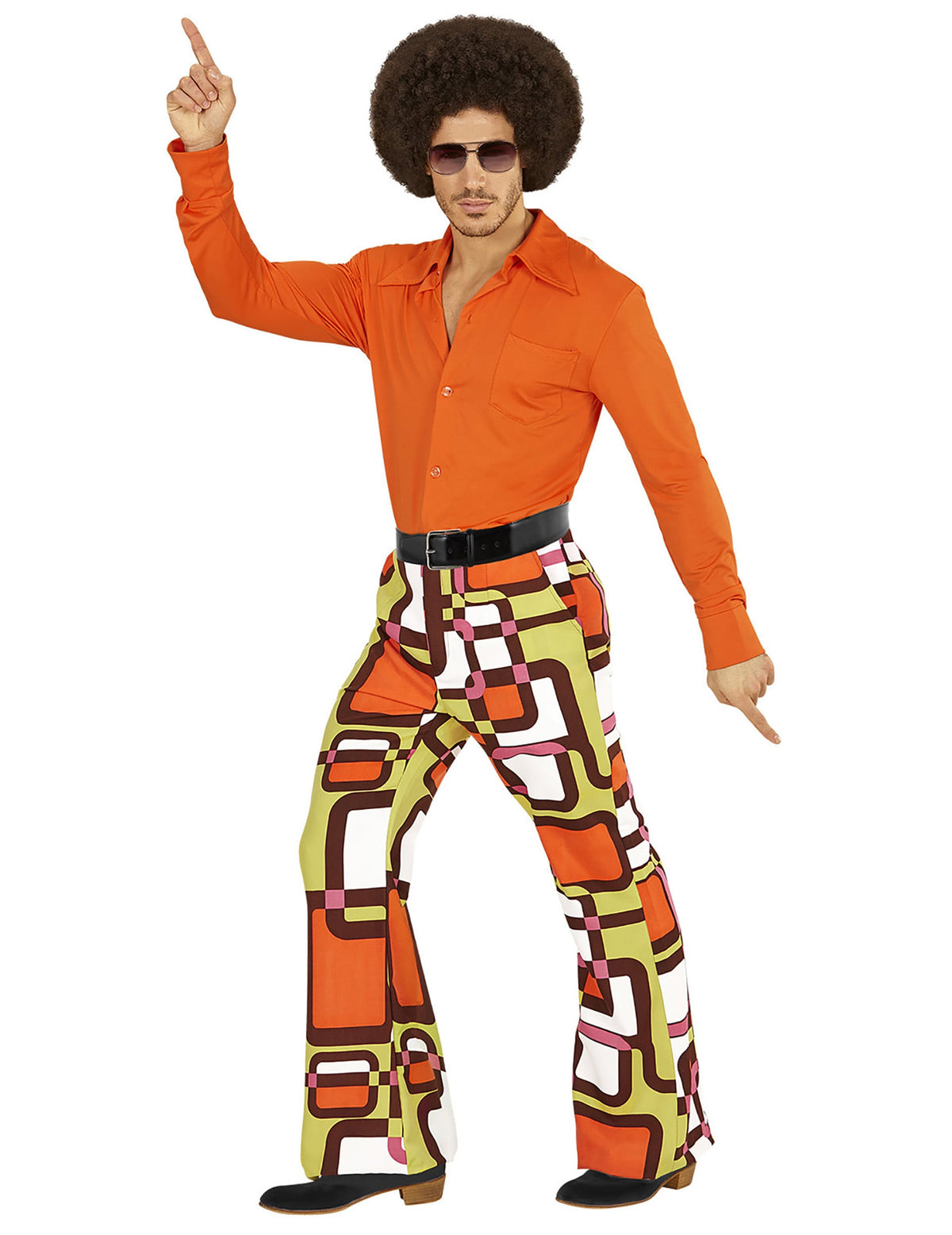 Calças groovy geométricas anos 70' homem