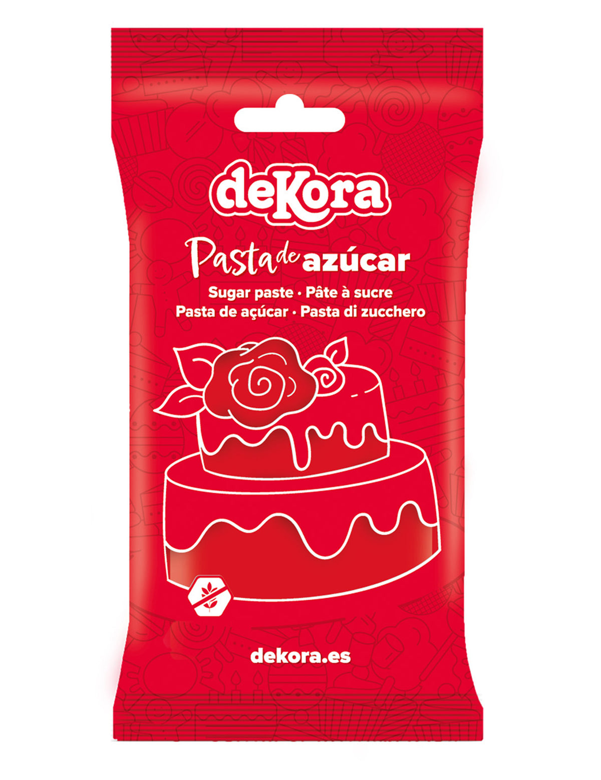 Pasta de açúcar sem glúten vermelha 250 g pronta a usar
