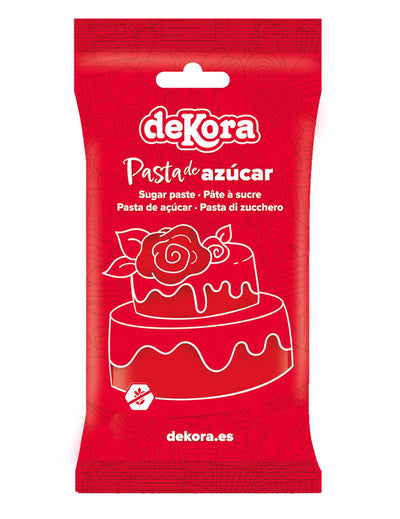 Pasta de açúcar sem glúten vermelha 250 g pronta a usar