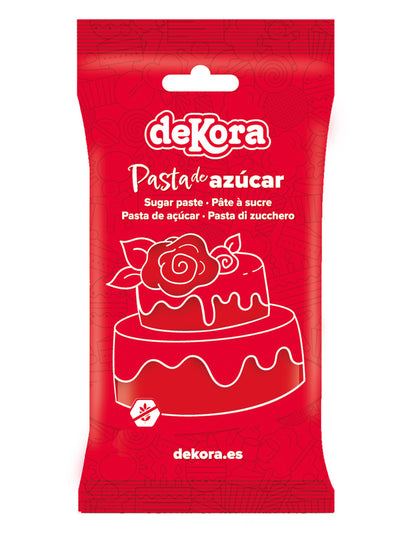 Pasta de açúcar sem glúten vermelha 250 g pronta a usar