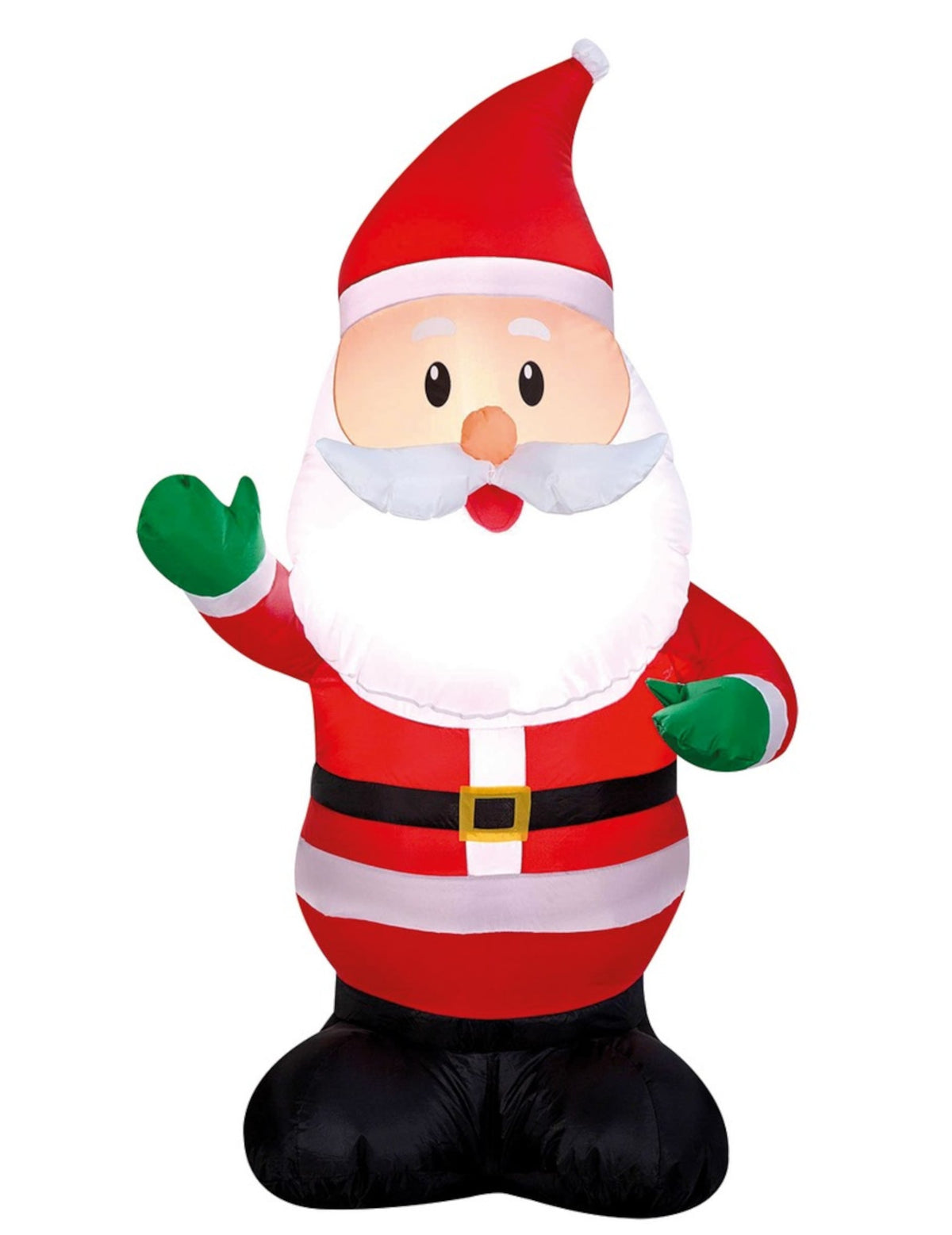 Vue de face du Père Noël gonflable lumineux de Noël