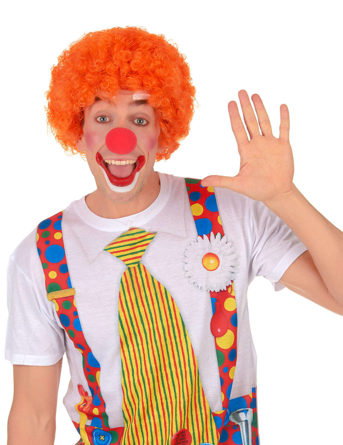 Vue de face de la perruque de clown pour adulte