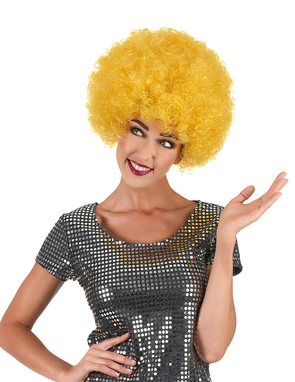 Perruque de clown pour adulte jaune confort style afro