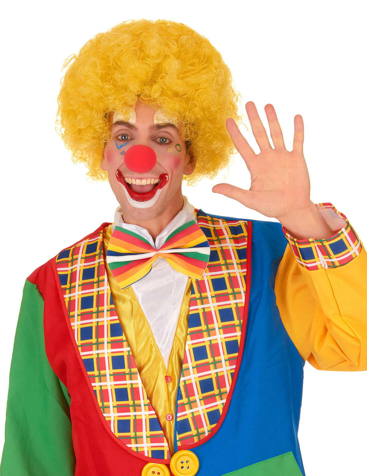 Gros plan de la perruque de clown pour adulte jaune confort style afro