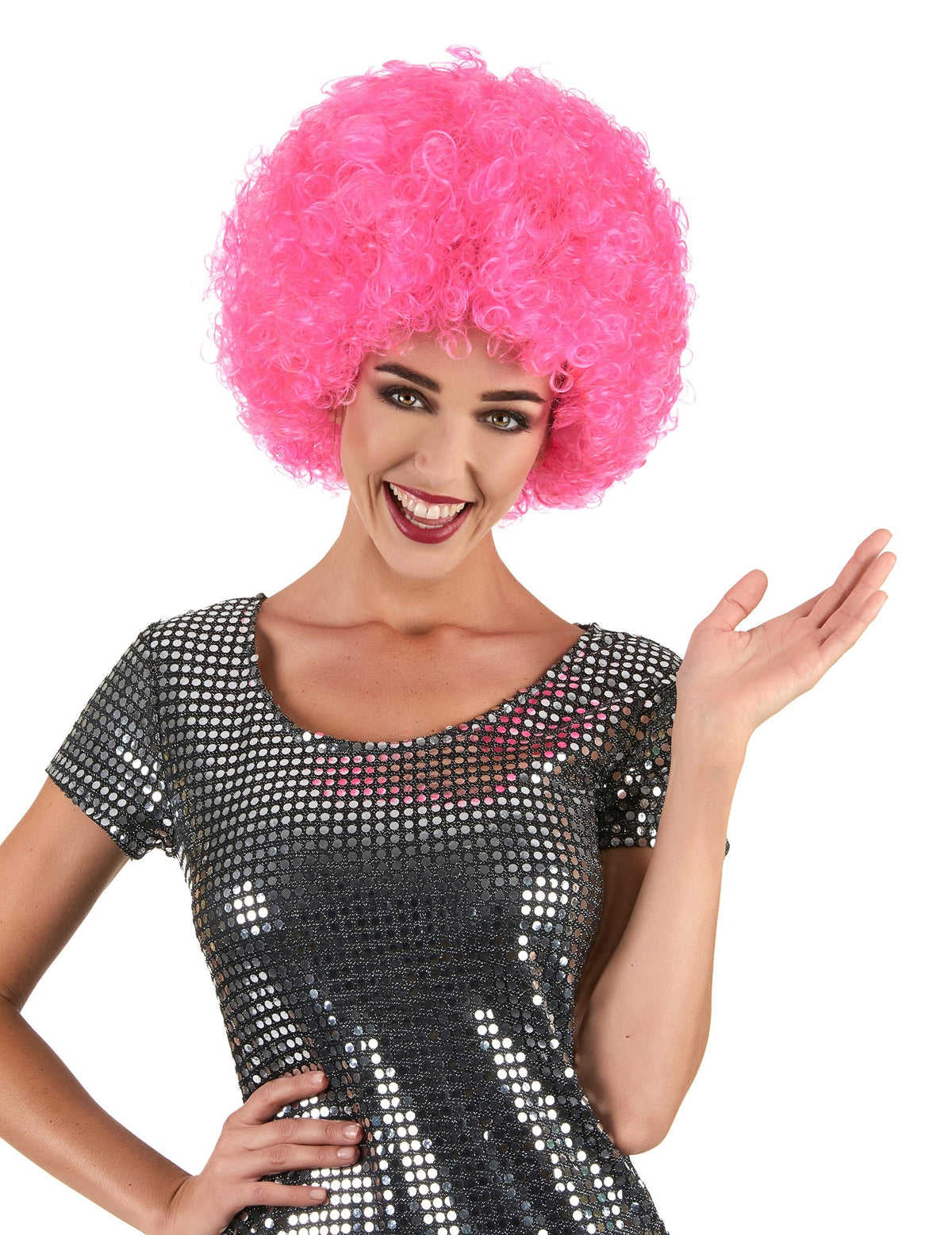 Perruque clown pour adulte rose confort
