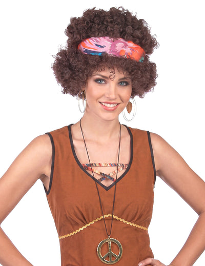 peruca afro hippie castanha - 130 g