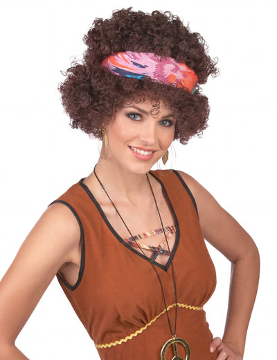 peruca afro hippie castanha - 130 g