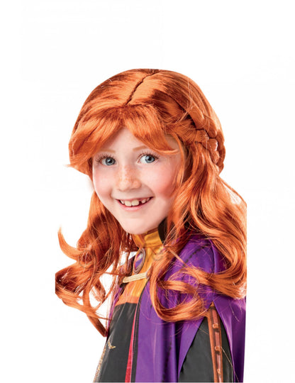 Perruque Anna La Reine des Neiges 2 pour fille rousse avec tresse