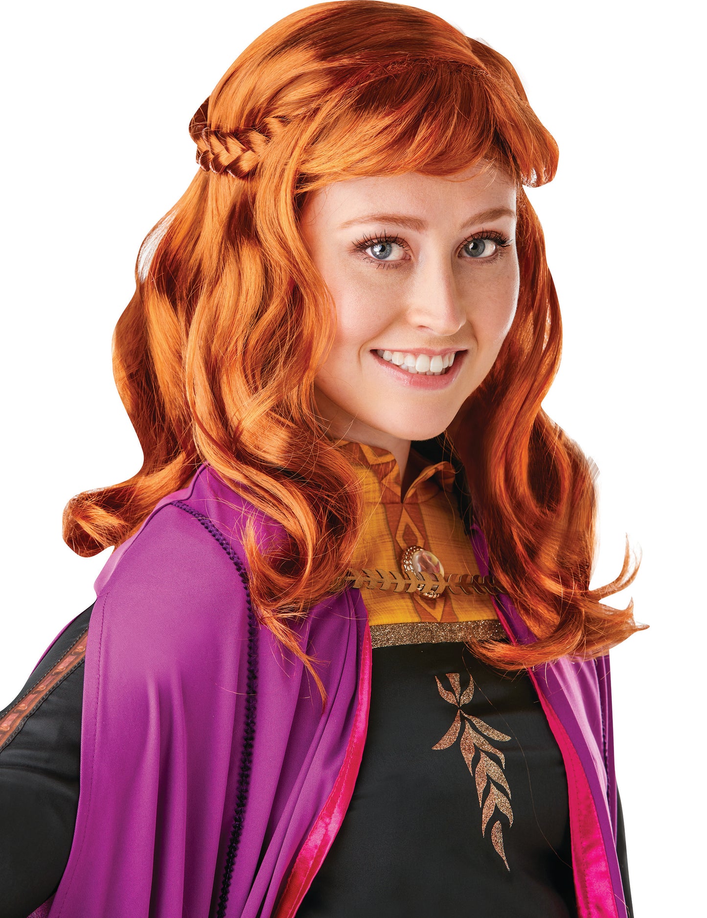 Perruque Anna La Reine des neiges 2 pour femme rousse avec tresses